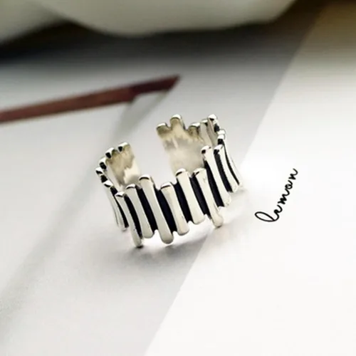 Vista 148 de Anillo de plata de ley 925, minimalista, ajustable, hecho a mano, para mujeres y niñas