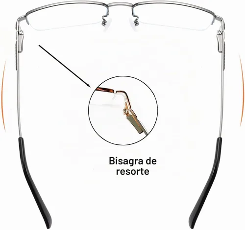 Vista 5 de Men's Blue Light Blocking Glasses Half Rim Rectangle Metal Frame Dorado