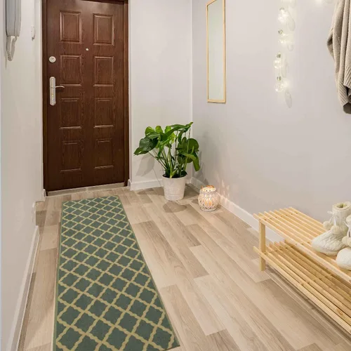 Vista 6 de Ottomanson Glamour Collection - Alfombra para cocina, baño y pasillo, antideslizante, diseño de enrejado marroquí contemporáneo