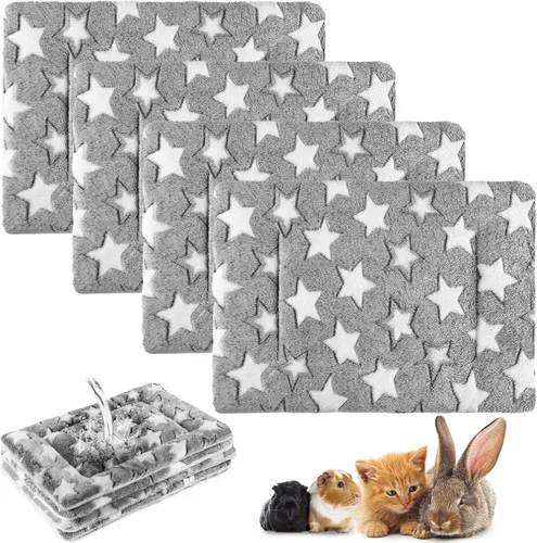 Vista 24 de Haull - Juego de ropa de cama impermeable de conejillo de indias, suave para perro y gato, tapete de felpa para jaula de animales pequeños, conejo
