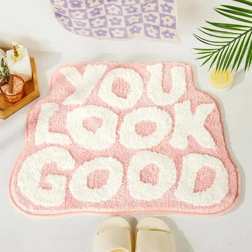 Vista 10 de 𝗟𝗮𝗿𝗴𝗲 𝟮𝟰" x 𝟯𝟭" Alfombra de Baño "You Look Good" Linda Alfombra de Baño Lindas Alfombras de Baño Divertidas Alfombras de Baño Divertidas Decoración