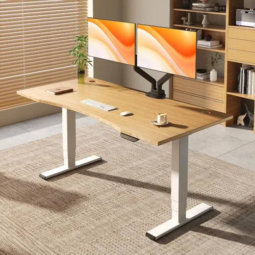 Vista 17 de FLEXISPOT E6 MAX Woodix - Escritorio de pie de madera maciza de acacia de 48 x 24 pulgadas, doble motor, resistente, capacidad de 330 libras