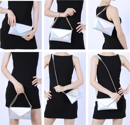Vista 2 de Evevictor Bolso de mano de noche para mujer, bolso cruzado pequeño, bolso de hombro brillante para boda, graduación, fiesta, cita