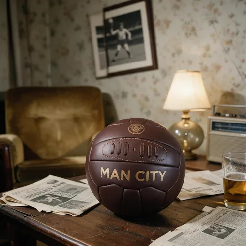 Vista 6 de Manchester City FC Balón de fútbol Retro Leather Heritage (talla única) (marrón)