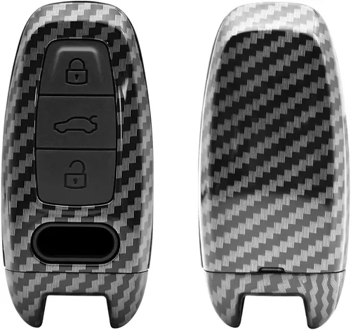 Vista 4 de SANRILY Funda para llavero de 3 botones para Audi A8 A6 A7 C8 Q8 Q7 E-Tron 2019 2020 sin llave con control remoto de entrada sin llave ABS funda