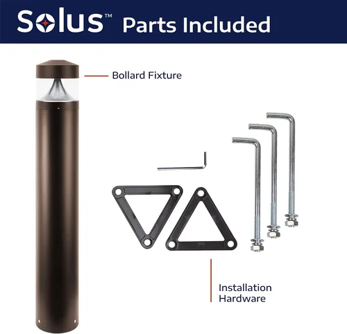 Vista 5 de Solus C200BC-L10C-BZ-2PK - Luz LED para paisaje, bolardo montado en superficie exterior, 120-277V 10W 4000K, 39 pulgadas de altura, bronce, paquete