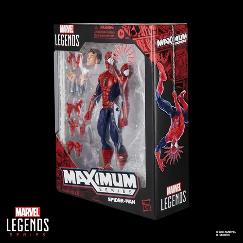 Vista 17 de Marvel Legends Serie Máxima Spider-Man, Figura de acción coleccionable Deluxe de 6 pulgadas de Spider-Man de cómics; articulación asombrosa