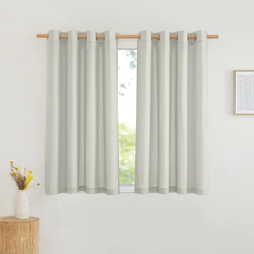 Vista 72 de NICETOWN - Cortinas de lino angora para ventana de cocina sobre el fregadero, con ojales, lino grueso angora, tratamientos cortos para ventanas