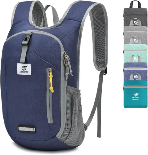 Vista 10 de SKYSPER Mochila de senderismo pequeña plegable de 10 litros, plegable, ligera, para senderismo, viaje, para mujeres y hombres
