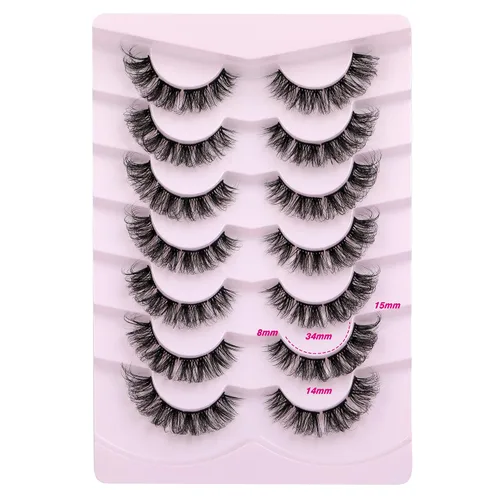 Vista 7 de Extensiones de pestañas naturales en racimo, pestañas postizas de aspecto natural wispy, pestañas individuales, tiras 3D, extensiones de pestañas