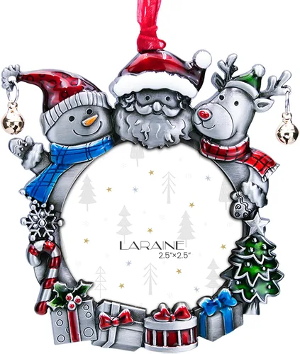 Vista 9 de Adornos de árbol de Navidad Laraine – Juego de 3 piezas colgantes decorativos, regalo de recuerdo navideño 2025, colgante con inserto de marco