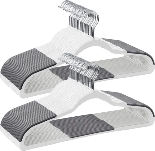 Vista 8 de SONGMICS Perchas de ropa, paquete de 50 perchas de plástico, ahorro de espacio, color negro, UCRP50B