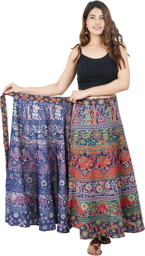 Vista 4 de Gajanad Artistry Falda envolvente de algodón para mujer
