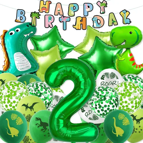 Vista 11 de VHUWE Decoración de dinosaurio para fiesta de primer cumpleaños, 38 Decoración de fiesta de primer dinosaurio
