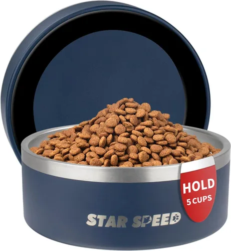 Vista 22 de StarSpeed - Cuencos aislados de acero inoxidable para perros de 24 onzas (color negro)