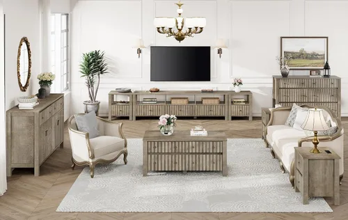 Vista 7 de WAMPAT Paquete de 2 mesas auxiliares modernas, mesa auxiliar rectangular con cajones de almacenamiento deslizantes, mesa central con patas de madera