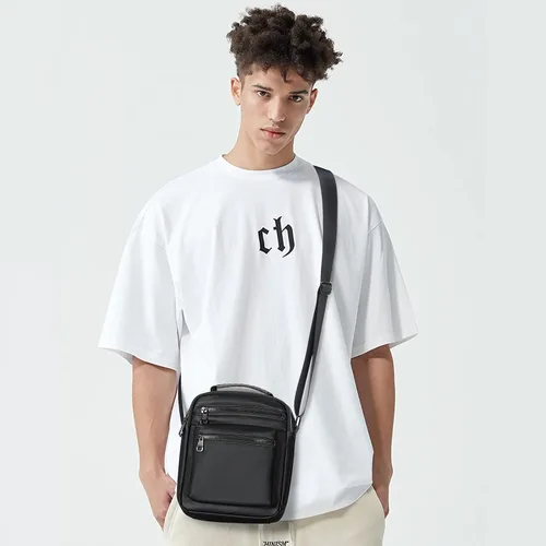 Vista 2 de Bolso cruzado para hombre bolso de hombro para teléfono para pasaporte pequeño bolso lateral para hombre negro