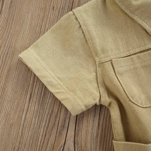 Vista 8 de Mubineo Mameluco básico de manga corta de algodón y lino con cordón para bebé niña