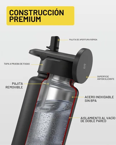Vista 3 de Scosche MFMS22 MagicMount Flask - Botella de agua de acero inoxidable de 22 onzas con soporte de montaje MagSafe para teléfono, frasco aislado 12H