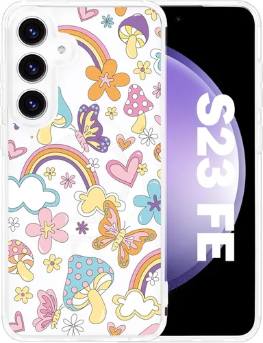 Vista 78 de Funda magnética para Samsung Galaxy S22 Ultra Flower, compatible con MagSafe, patrón floral transparente a prueba de golpes, parte trasera