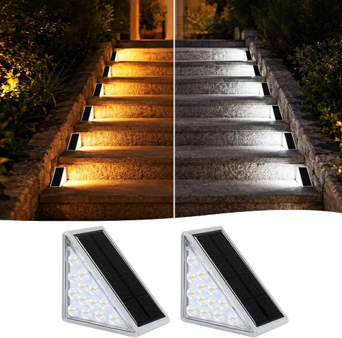Vista 19 de AUDLES Luces LED Solares para Escalones Impermeables Luces para Escaleras Exteriores, Luz Solar para Terraza Decoración Exterior IP67 Luz de Blanco