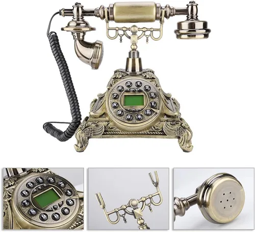 Vista 4 de Teléfono antiguo, teléfono retro BTIHCEUOT Retro Fijo Teléfono Fijo, MS-5501A Vintage Retro Estilo Europeo Imitación Antiguo Teléfono para Oficina