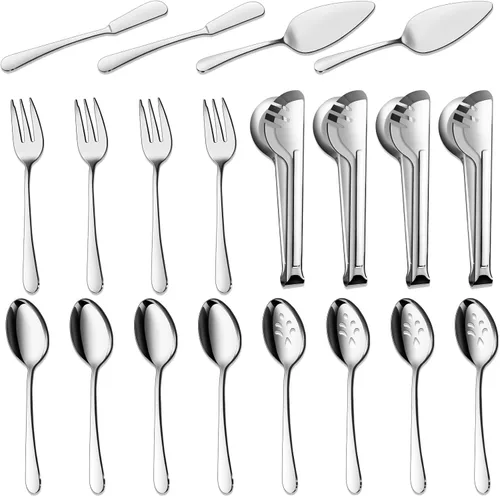 Vista 9 de BEWOS 12 pinzas para servir, pinzas de acero inoxidable 304 de 4.3 pulgadas, pinzas doradas para servir tablas de charcutería, accesorios