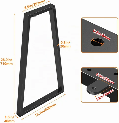 Vista 3 de Patas de mesa de metal de 28 pulgadas, patas de escritorio trapezoidales