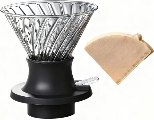 Vista 6 de BeeCa Clever - Gotero de café, cafetera de vidrio con control de un solo interruptor para estilos de prensa francesa y goteo, sistema de preparación