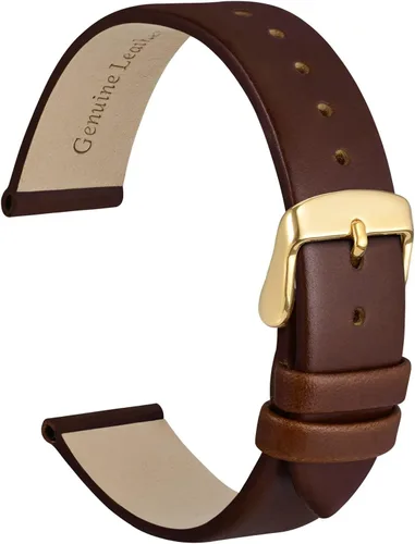 Vista 36 de WOCCI Correa de reloj elegante de 0.315 in de ancho, correa de repuesto de cuero genuino con hebilla dorada (negro)