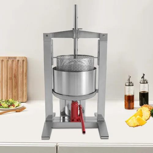Vista 3 de Bacocoo - Prensa de frutas de acero inoxidable de grado comercial de 20L, exprimidor manual hidráulico de 3 toneladas, prensa de frutas para vino