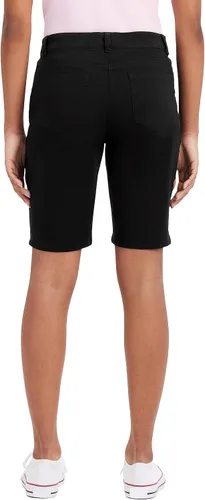 Vista 2 de IZOD Bermudas de uniforme juvenil, estilo ajustado con cierre de gancho y ojal, tela de sarga elástica