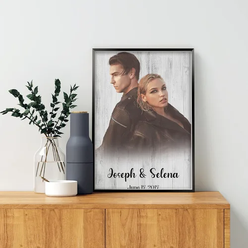 Vista 5 de Awesometik Regalos de boda personalizados para parejas, pintura en madera, retrato de boda, regalo de despedida de soltera, regalo de foto