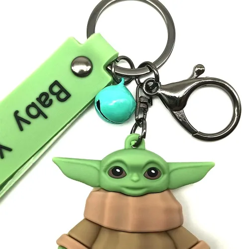 Vista 3 de FosuHc Baby Yoda Keychain Kids 3D PVC Rubber Keychain Handmade Model Decorative Doll Bag Pendant Accessories Nice Gift (Style D), One