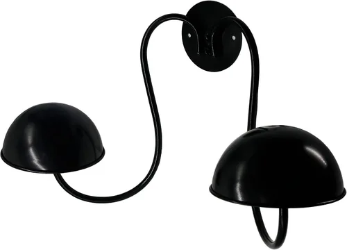 Vista 3 de Owlgift Moderno estante de metal montado en la pared para sombreros/peluca soporte de exhibición con 2 ganchos circulares para sombreros, color negro