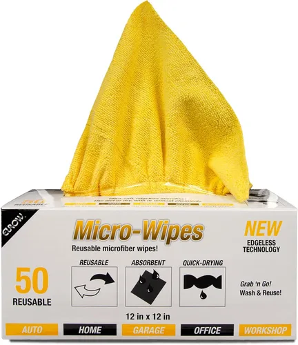 Vista 6 de Eurow Paños de limpieza y secado de microfibra de 200 GSM con caja dispensadora, reutilizables, sin rayas, sin arañazos, ultra absorbentes, sin