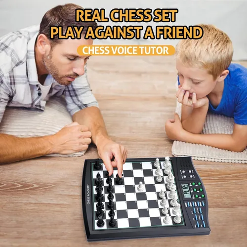 Vista 5 de Talking Chess Academy con sistema de enseñanza de voz, juego de ajedrez electrónico con piezas magnéticas fuertes, tablero de ajedrez electrónico