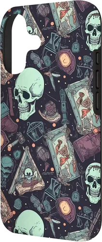 Vista 2 de Eerie Tarot Cards and Crystals Pattern Scary Cute Halloween Case for iPhone 17