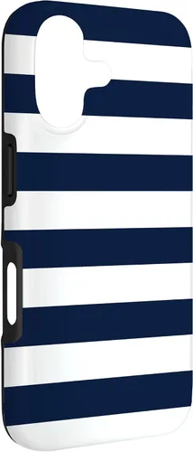 Vista 3 de Azul marino blanco rayas geométricas femeninas rayas preppy rayas caso para iPhone 17