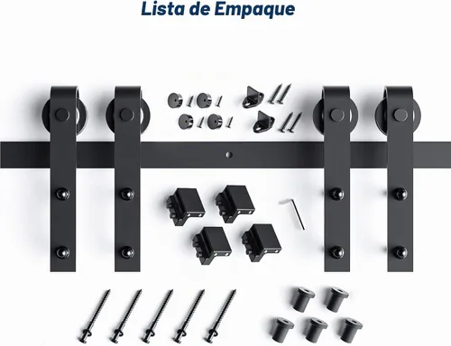 Vista 7 de EaseLife Kit de riel de puerta corredera de granero de doble puerta de 6 pies, polea en J básica, se desliza suavemente silenciosamente, fácil