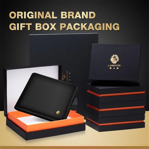 Vista 13 de LAORENTOU Billeteras de cuero genuino para hombre, billeteras plegables con cremallera, bolsillo para monedas, casual, cartera delgada