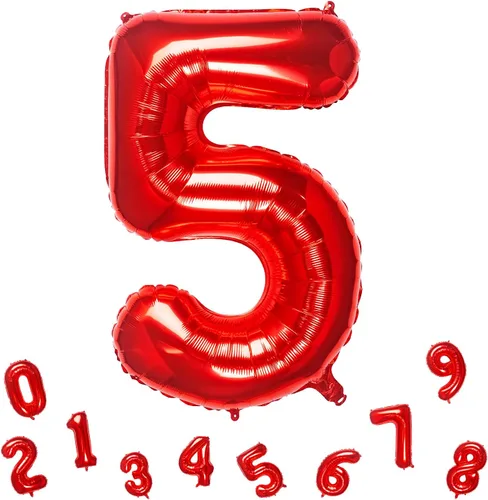 Vista 14 de Globos rojos de 32 pulgadas con el número 3 de aluminio, suministros de decoración de fiesta de cumpleaños (globo rojo del número 3)