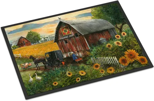 Vista 64 de Caroline's Treasures PTW2009MAT - Felpudo de calabaza y hojas de otoño, 18 x 27 pulgadas, tapete para puerta delantera, interior y exterior