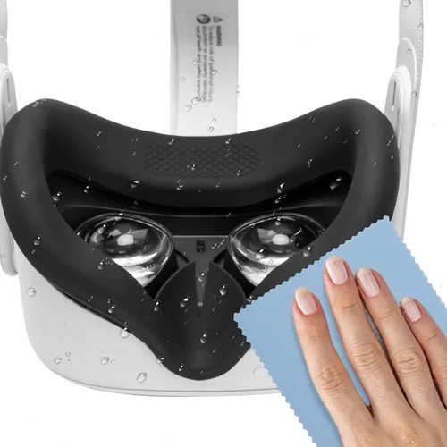 Vista 6 de Funda de silicona para Meta Oculus Quest 2, accesorios para Oculus Quest 2, cubierta facial de silicona VR con cubierta protectora de lente, protege