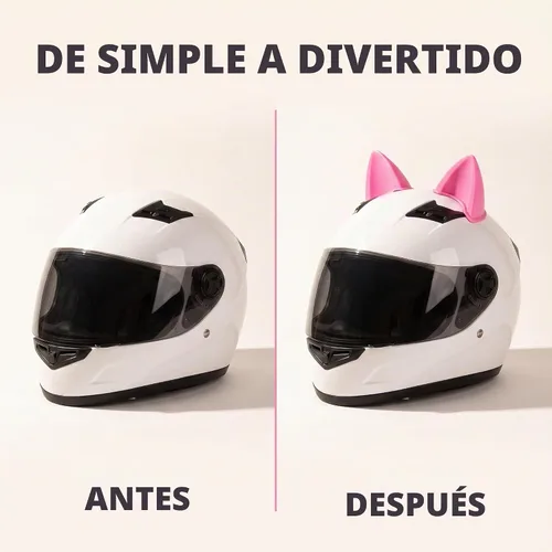 Vista 8 de 2 piezas de decoración de casco rosa, adorno de orejas de gato autoadhesivo para motocicleta, adecuado para cascos de niñas lindas
