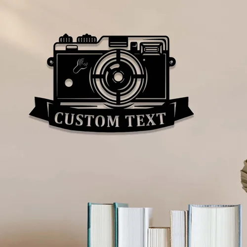 Vista 7 de Letrero de fotografía personalizado, decoración de estudio fotográfico, cámara personalizada, arte de pared de metal, fotógrafo, regalo