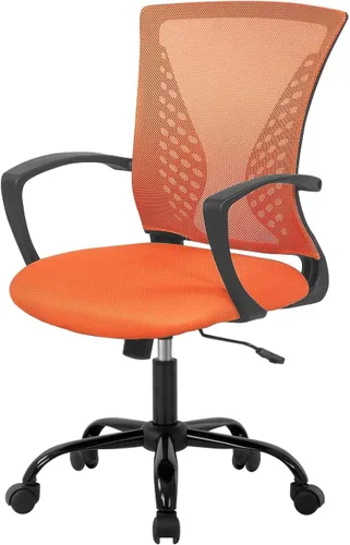 Vista 7 de Silla de oficina en casa, silla de escritorio ergonómica, silla de computadora de altura ajustable con soporte lumbar, reposabrazos de malla, silla
