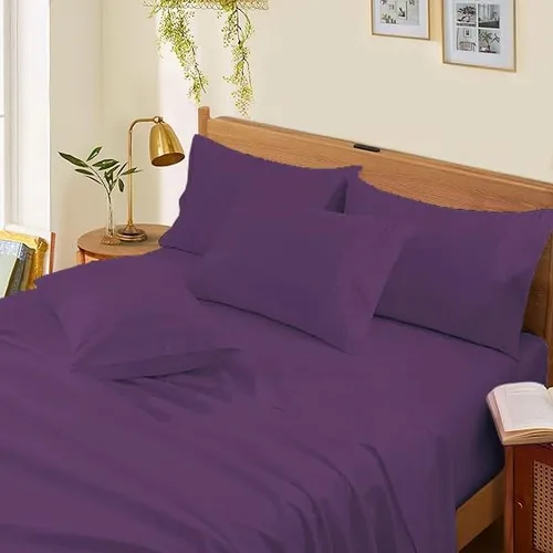 Vista 9 de Sábanas de cama tamaño Queen – 21 pulgadas de profundidad – Juego de 4 sábanas 100% algodón egipcio, rayas plateadas, de lujo, súper suavidad