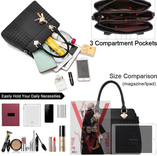 Vista 6 de Dayfine Bolsos de mano para mujer, con asa superior, de piel sintética, con estilo de hombro, para mujer