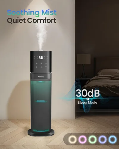 Vista 5 de Humidificador inteligente para habitación grande, humidificadores de 2.1 galón/8 litros para dormitorio con tubo extendido y luz nocturna